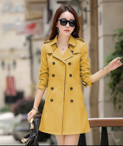 C-3 Soft Knit Trench-Style Coat with Plaid-Lined Hood