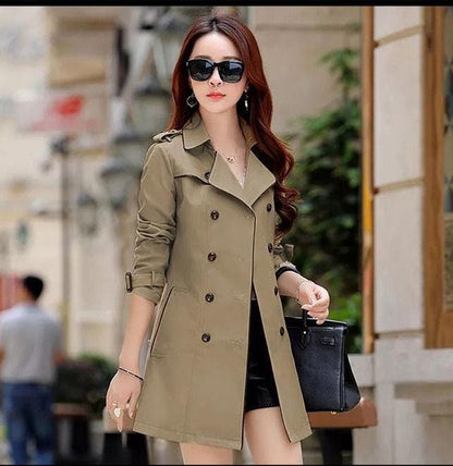 C-3 Soft Knit Trench-Style Coat with Plaid-Lined Hood