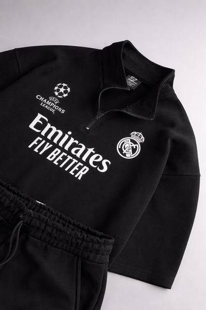 LI-86 BEAS MENS ATHLEISURE FOOTBALL INSPIRED SET – SLIM FIT HALF ZIP & SHORTS