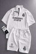 LI-86 BEAS MENS ATHLEISURE FOOTBALL INSPIRED SET – SLIM FIT HALF ZIP & SHORTS