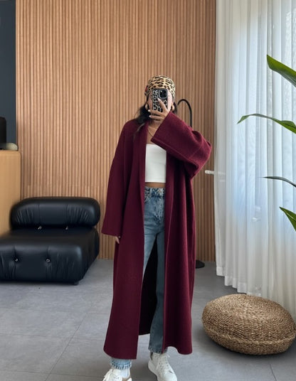 CH-484 BEA'S Longline Street-Style Long Winter Fleece Fabric Gown