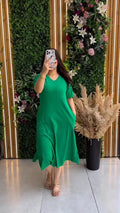 CH # 360 Modern Women's Short Sleeve Flowy Pocketlong Top