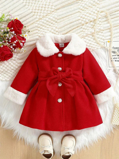 KIDS-24 BEA'S Blocking Collar Bow Decor Jacket