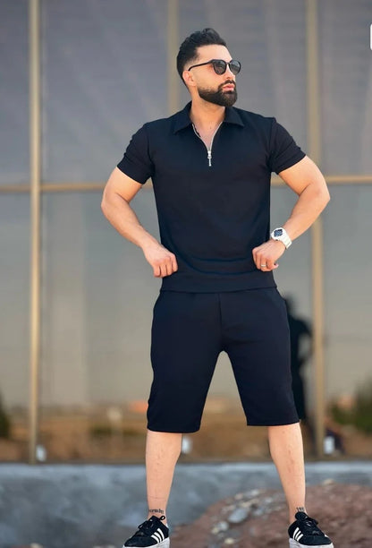 LI#27 Mens Zipper Tshirts & shorts sets