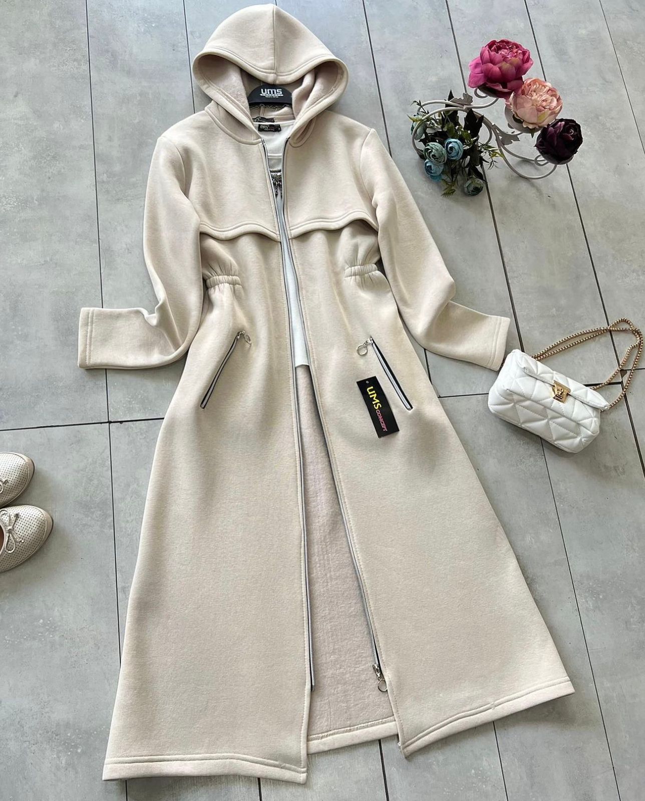 LY-25 Bea's Oversize Long Hooded Fleece Upper Coat