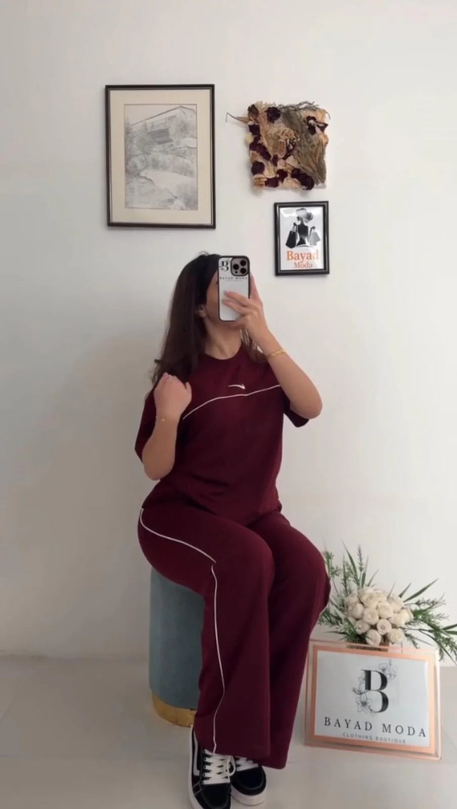 CH-6022 BEAS Women Casual T-Shirt & Side Stripe Track Pants Co-Ord Set
