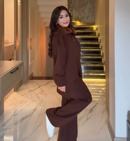 CH-590 BEAS Fur Collar Fleece Co-Ord Set