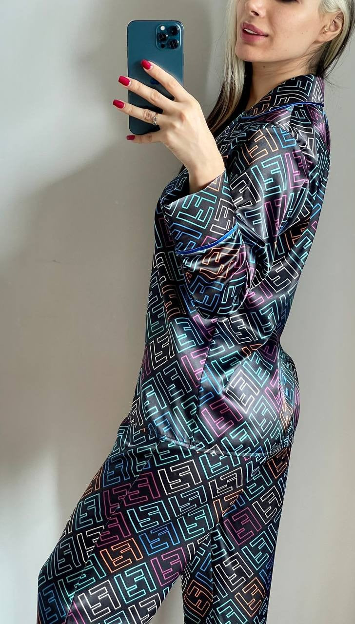 D 4 | Luxury Printed Silk Pajama Set For Women | BEAS