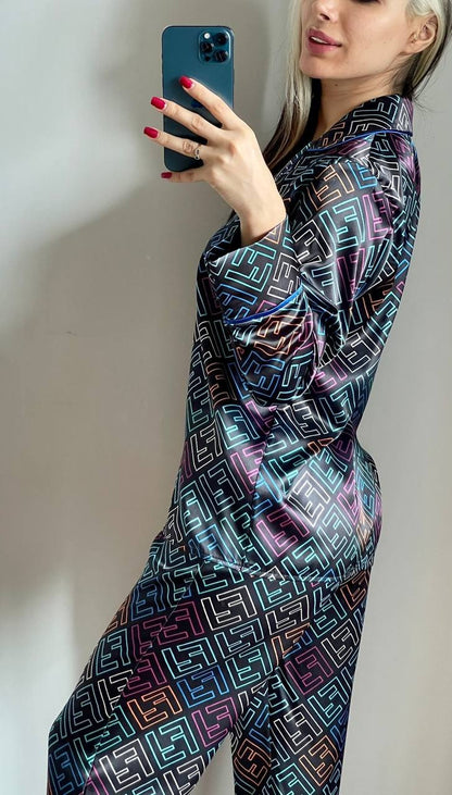 D 4 | Luxury Printed Silk Pajama Set For Women | BEAS