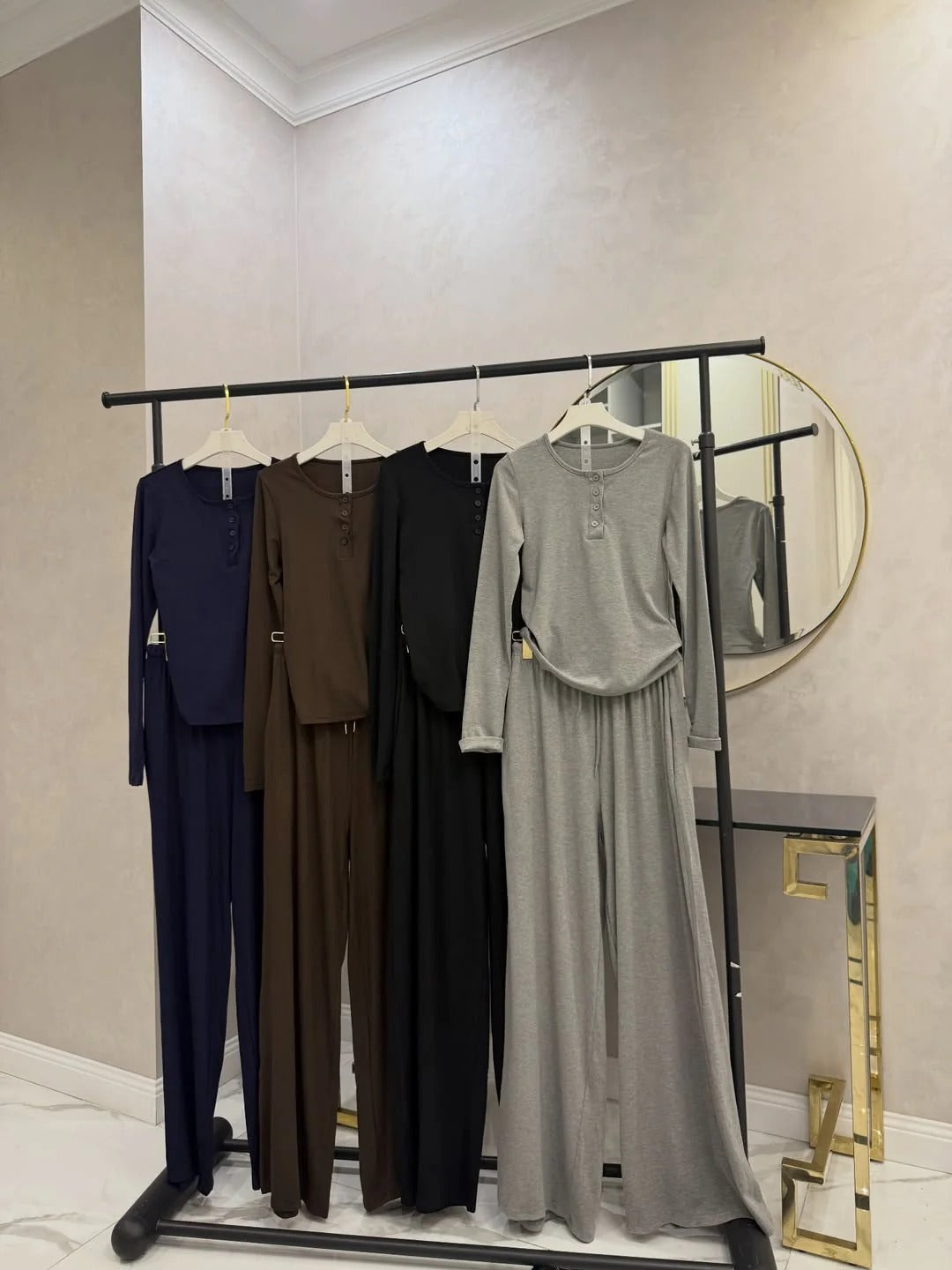 CH-6006 BEASWEAR 2 Pcs Button Lounge Wear Set Top With Straight Trouser