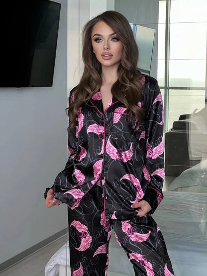 D 7 | Luxury Printed Silk Pajama Set For Women | BEAS