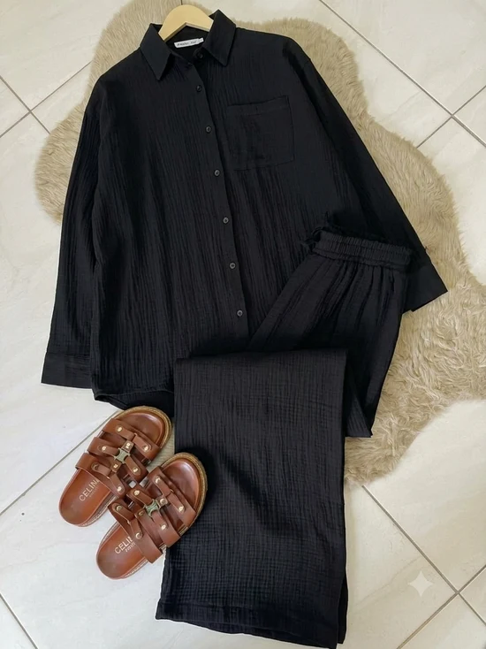 CH-6086 |BEAS| Textured Crinkle Co-Ord Set
