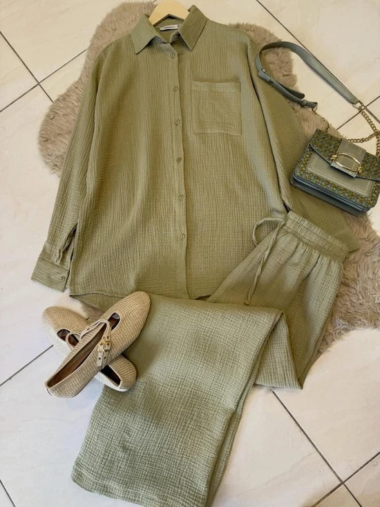 CH-6086 |BEAS| Textured Crinkle Co-Ord Set