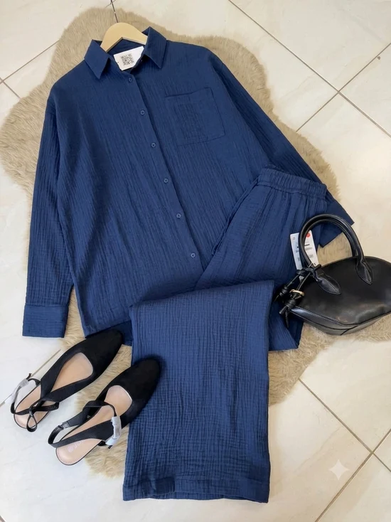 CH-6086 |BEAS| Textured Crinkle Co-Ord Set