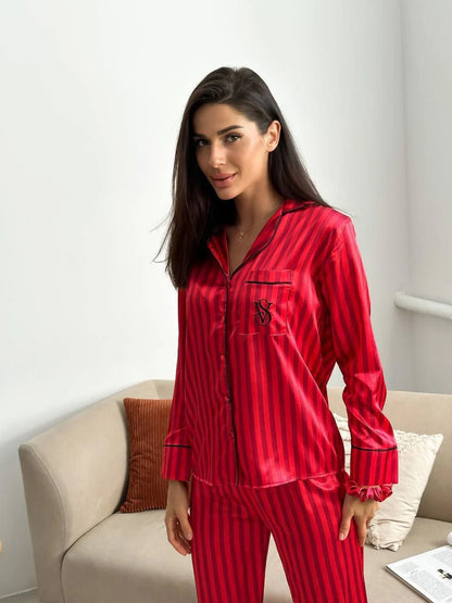 D 8 | Luxury Printed Silk Pajama Set For Women | BEAS