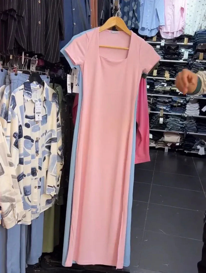 CH-571 Square Neck Style Soft Dress - BEAS