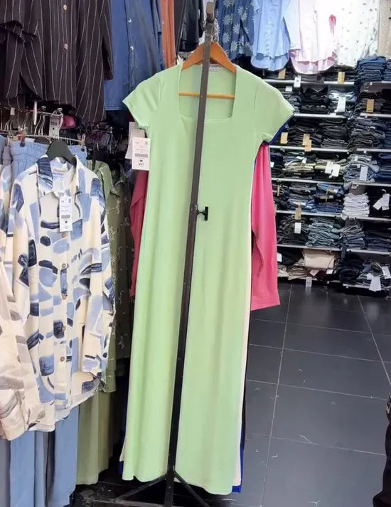 CH-571 Square Neck Style Soft Dress - BEAS