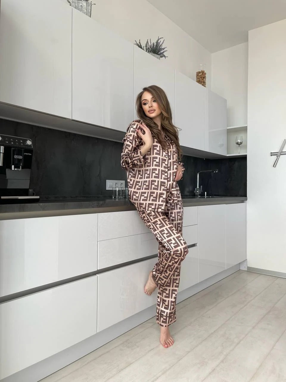 D 3 | Luxury Printed Silk Pajama Set For Women | BEAS