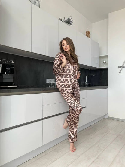 D 3 | Luxury Printed Silk Pajama Set For Women | BEAS
