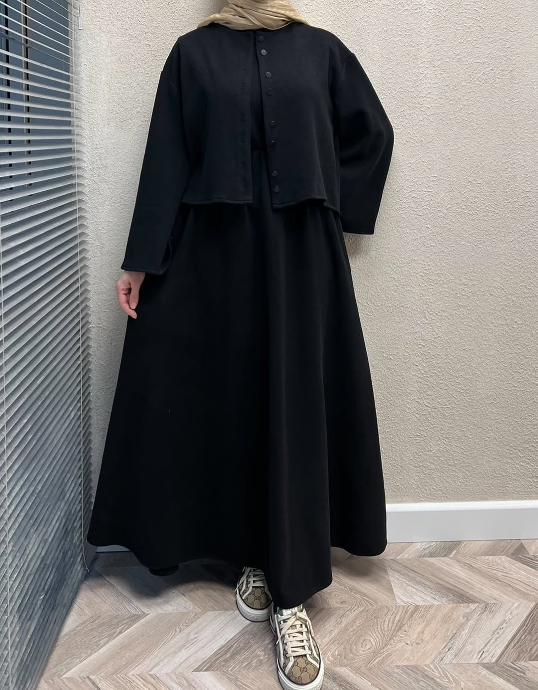 CH 608 BEAS 2 Pcs Winter Outfit Long Frock With Upper Fleece Jacket