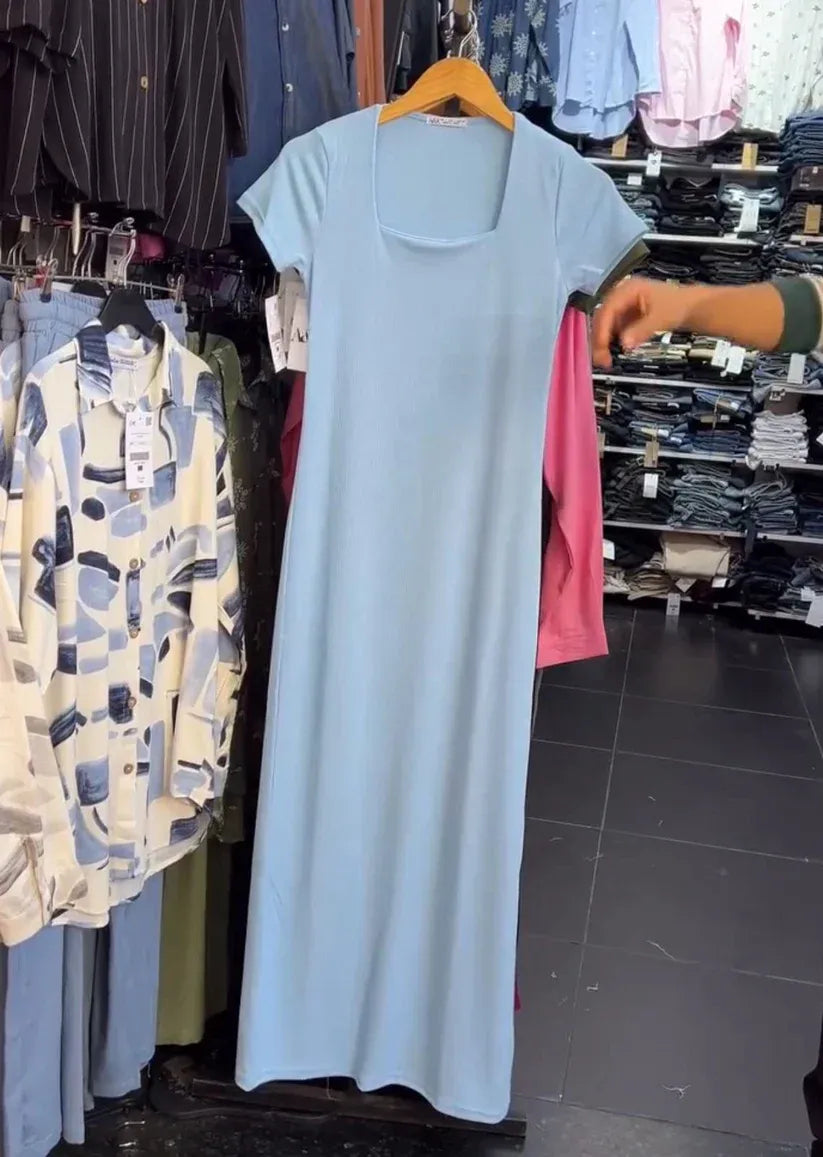 CH-571 Square Neck Style Soft Dress - BEAS