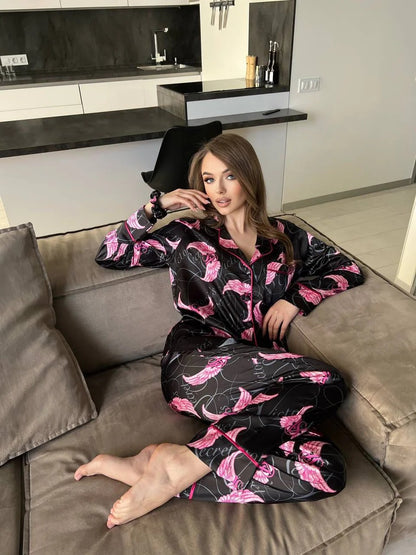 D 7 | Luxury Printed Silk Pajama Set For Women | BEAS