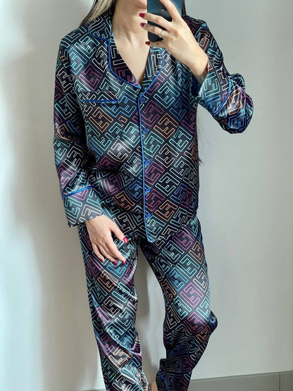D 4 | Luxury Printed Silk Pajama Set For Women | BEAS