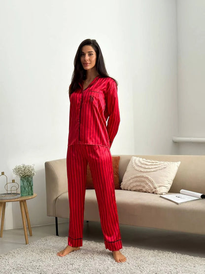 D 8 | Luxury Printed Silk Pajama Set For Women | BEAS
