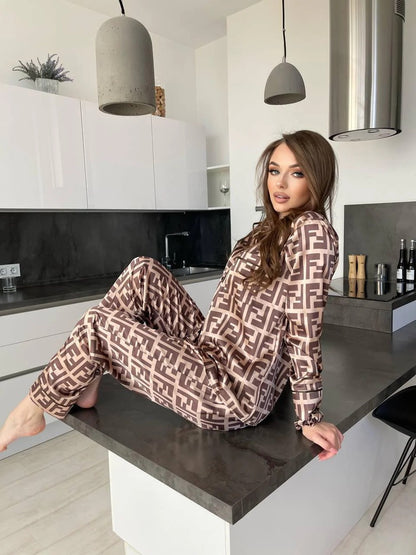 D 3 | Luxury Printed Silk Pajama Set For Women | BEAS