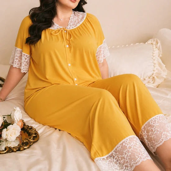 CH-6043 BEAS Short Sleeve Lace Trim Sleepwear