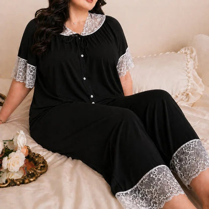 CH-6043 BEAS Short Sleeve Lace Trim Sleepwear