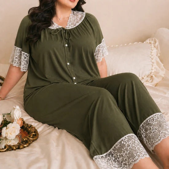 CH-6043 BEAS Short Sleeve Lace Trim Sleepwear