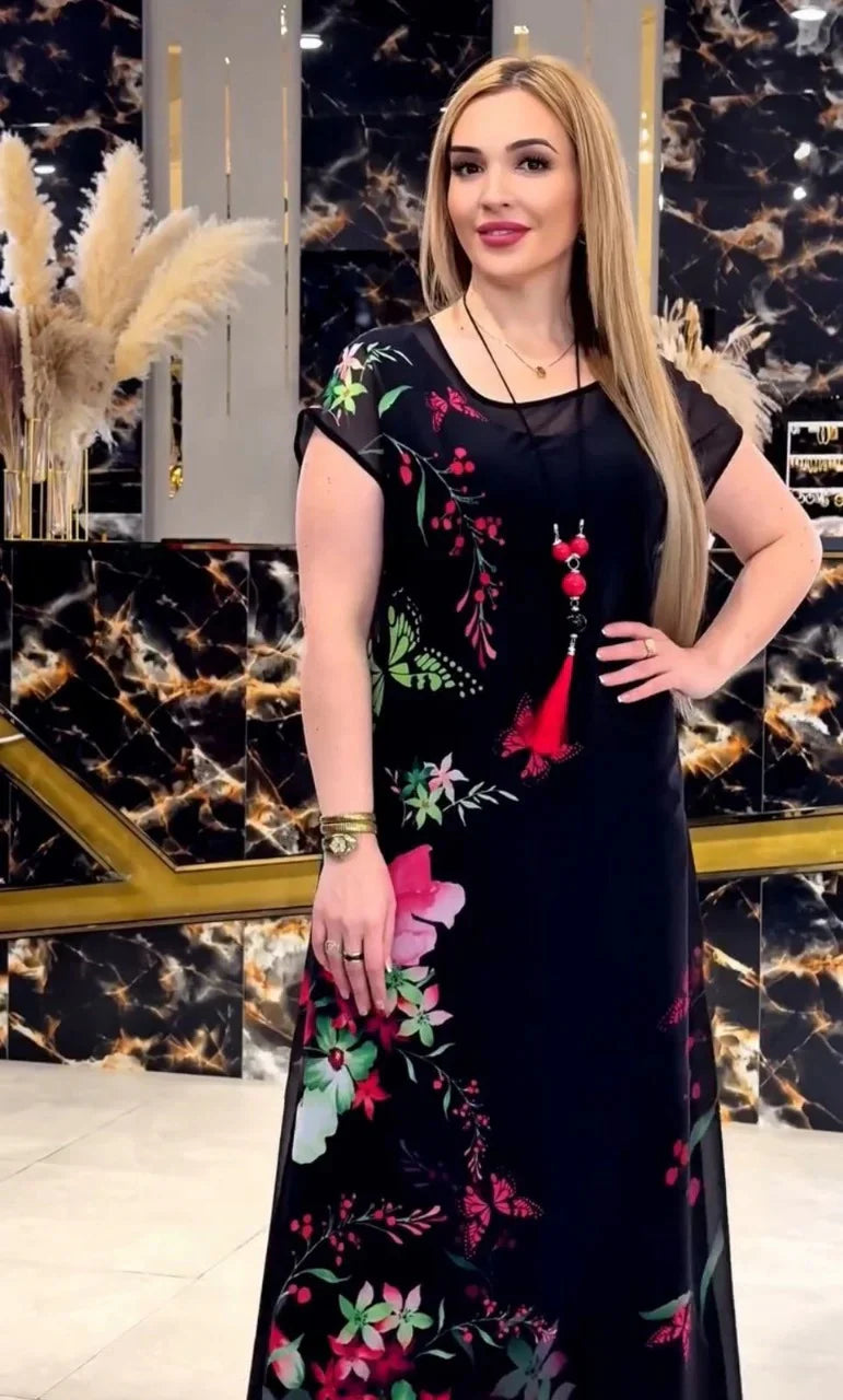 CH-570 2 Piece Floral Printed Party Turkish Style Dress