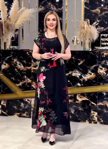 CH-570 2 Piece Floral Printed Party Turkish Style Dress