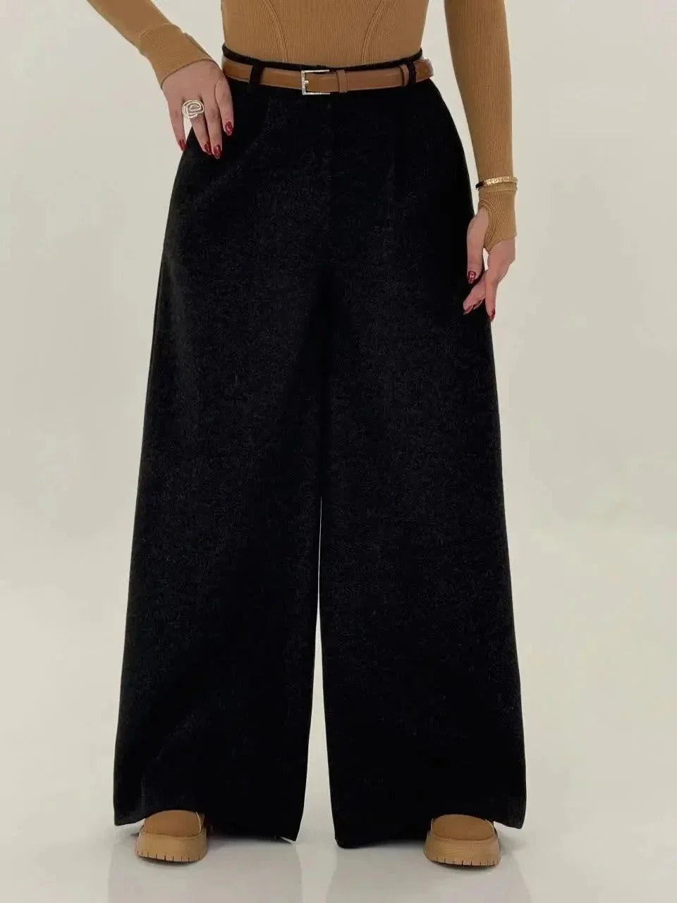 CH-595 BEAS Winter Fleece Wide-Leg Pants