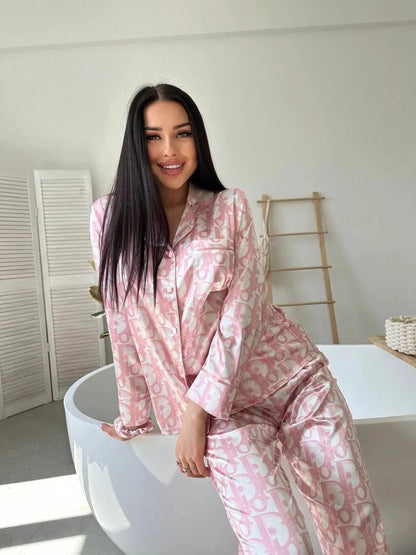 D 1 | Luxury Printed Silk Pajama Set For Women | BEAS