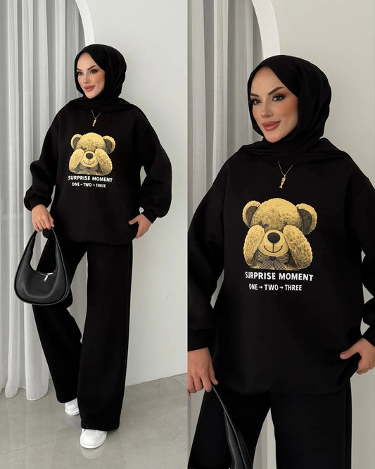 CH-593 BEAS Puffy Chardonnay Sweat Duo Set (Winter Top & Trouser)