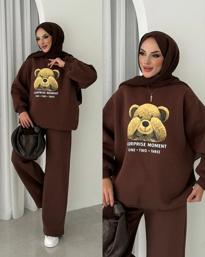 CH-593 BEAS Puffy Chardonnay Sweat Duo Set (Winter Top & Trouser)