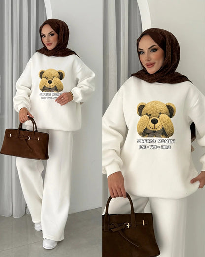 CH-593 BEAS Puffy Chardonnay Sweat Duo Set (Winter Top & Trouser)