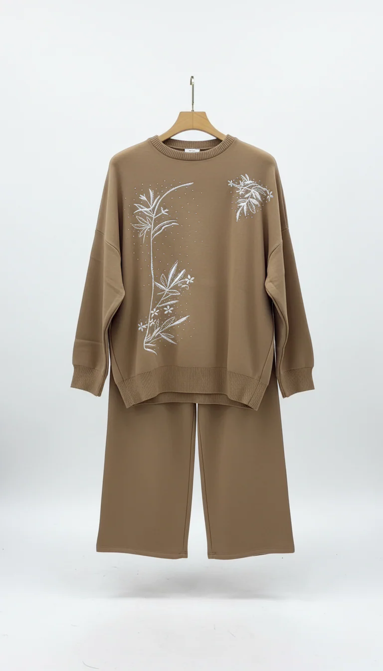 CH-596 BEAS Floral Printed Warm Fleece Co-ord Set