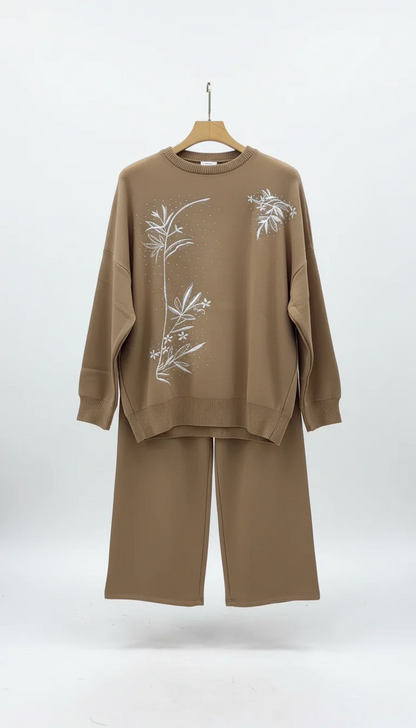 CH-596 BEAS Floral Printed Warm Fleece Co-ord Set