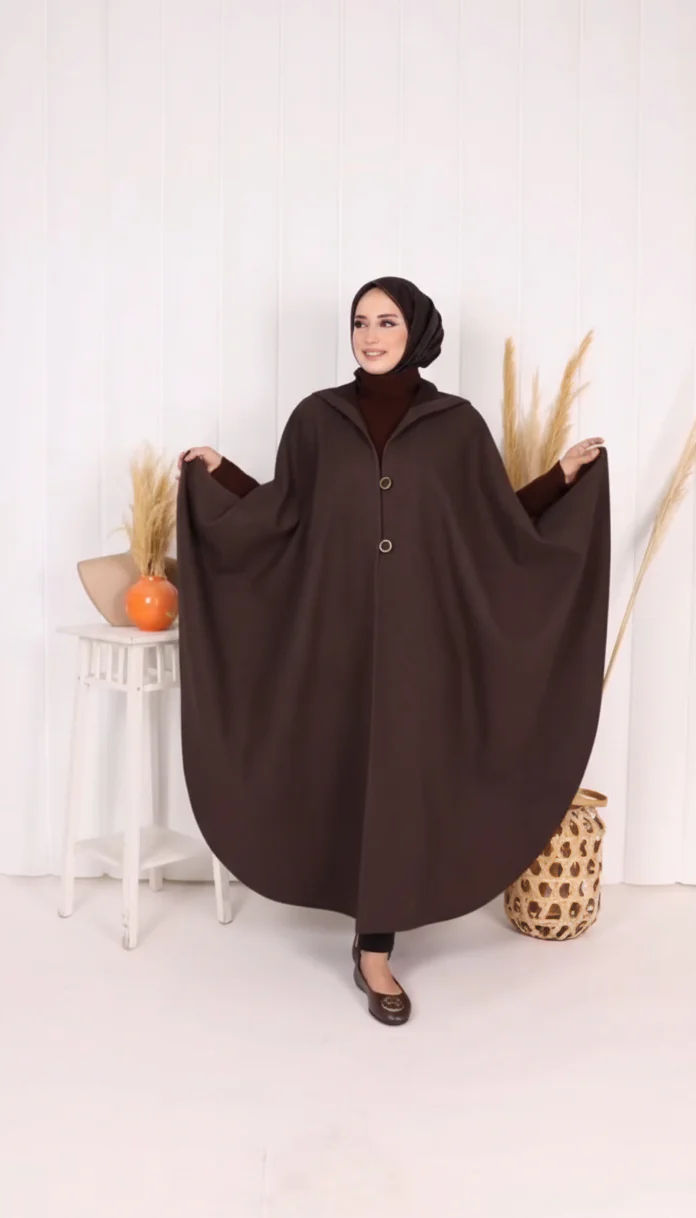 CH-591 BEAS Long hooded Button Windbreaker Cloak