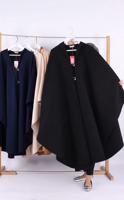 CH-591 BEAS Long hooded Button Windbreaker Cloak