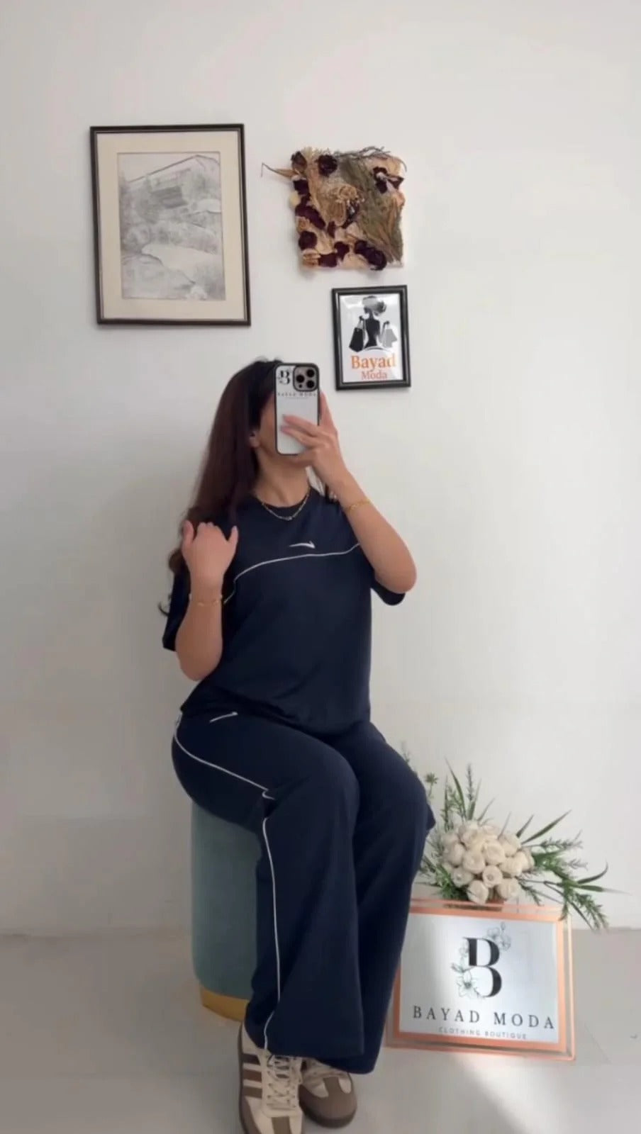 CH-6022 BEAS Women Casual T-Shirt & Side Stripe Track Pants Co-Ord Set