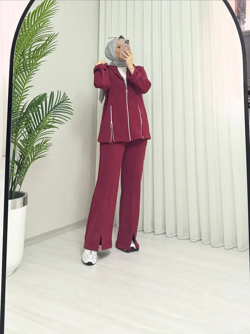 CH-601 BEAS Bootcup Zipper Hooded Style Co-Ord Set