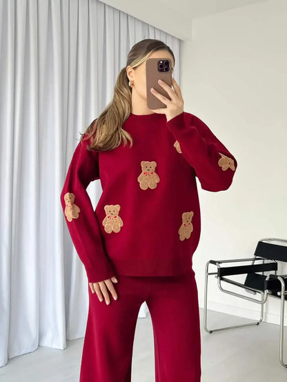 CH-586 BEA'S BearCraze 3D Print Winter Fleece Co-ords Set