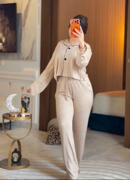 CH-6026 BEAS Lounge Co-Ord Set Button Down Nightwear