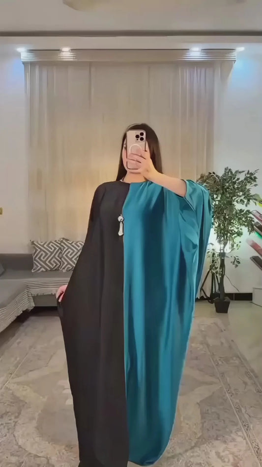 CH-6007 BEASWEAR Dual Tone Silk Abaya Style Kaftaan Dress