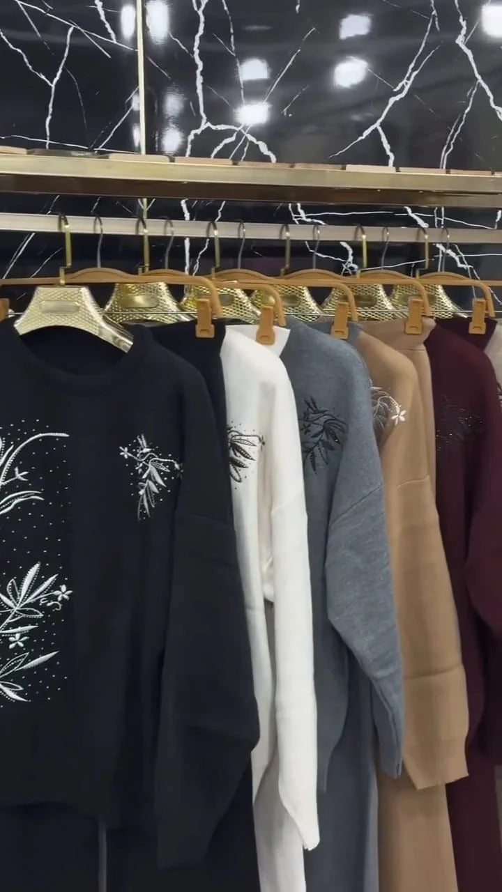 CH-596 BEAS Floral Printed Warm Fleece Co-ord Set