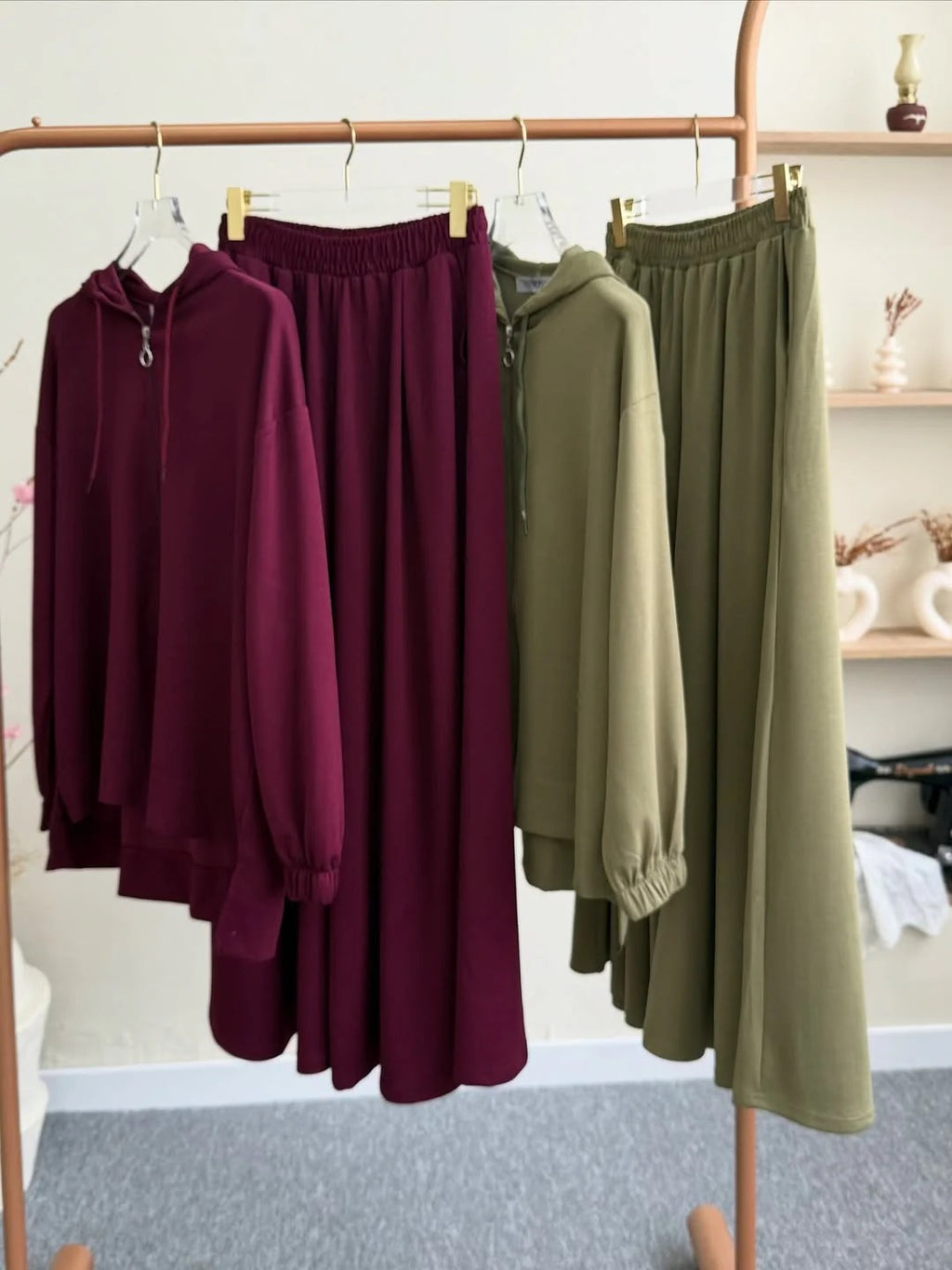 Ch-603 BEAS Full Coverage Relaxed Fit Hoodie and Extra Wide-Leg Bottom Over Size Co ord Set